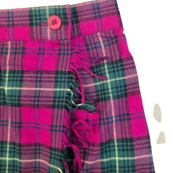 Susan Bristol Size 6 Tartan Plaid Kilt Skirt Pink Green 1980s Vintage Deadstock - Picture 2 of 10